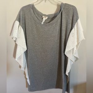 Womens short sleeve shirt ruffle  detail